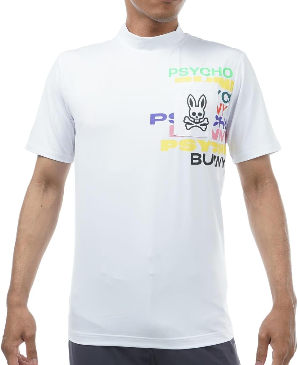 Amazon | マルチカラーロゴパターン 半袖モックネック/GF144[ブルー]M