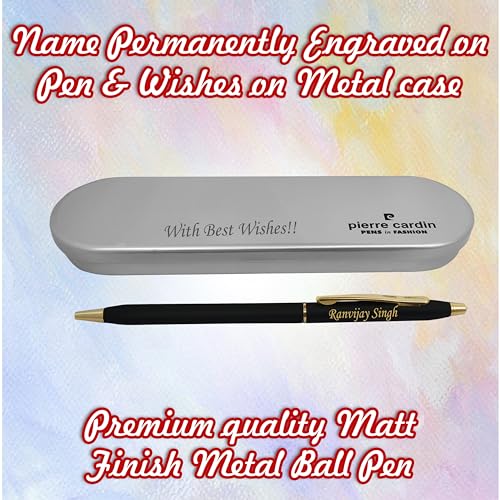 Image of Savri Personalized Metal Blue Pen with Name & metal Case with Message engraved - Best Corporate Gift - Customized Pen for Graduation, Retirement, New Year, Farewell, Christmas, Birthday, & Anniversary