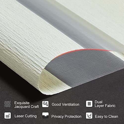 Persilux Cordless Zebra Blinds for Windows Shades with Jacquard Pattern Dual Layer Sheer Shades Light Filtering Day & Night Roller Shades for Home and Windows, Easy to Install (24