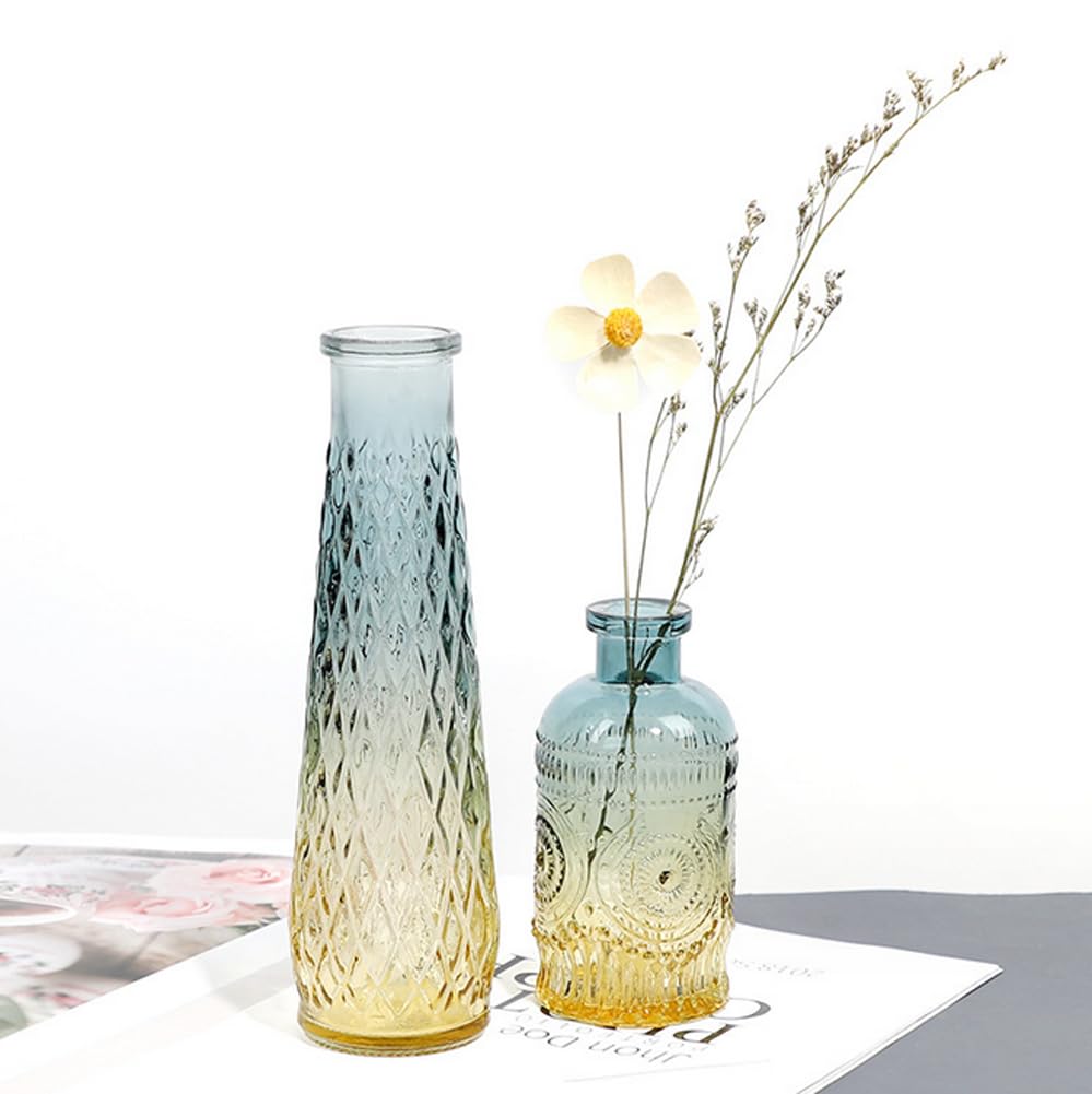 Glass Bud Vase Baroque Retro Small Bud Vases Mini Vintage Flowers Vases Aromatherapy Jar Bottles Antique Decorative Vase Aesthetic Wedding Table Centerpiece Home Table Party Dcor - Image 4