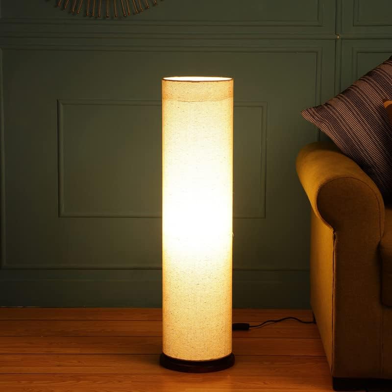 BTR Crafts® Wooden Base Cylinder Shape Corner Decorative Floor Lamp, Pack of 1 (Bulb Included)