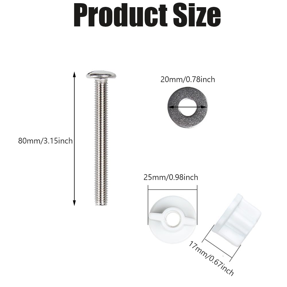 2 PCS Toilet Seat Hinge Screw Anti Slip Toilet Seat Screws Stainless Steel Toilet Seat Bolt Nut Rustproof Toilet Seat Fittings Kit for Toilet Covers Repairing Replacement - Image 2