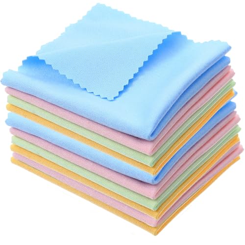10 Pcs Flute Cleaning Cloth, Microfiber Violin Cleaning Cloth Soft Instrument Cleaning Cloth for Guitar Flute Violin Piano Trumpet Sax Lenses Screen (Blue, Apricot, Green, Pink)