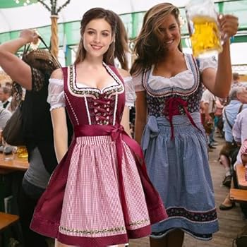 Lang Roze Bruin Oktoberfest Dirndl Tirol Bier Vrouw Kostuum