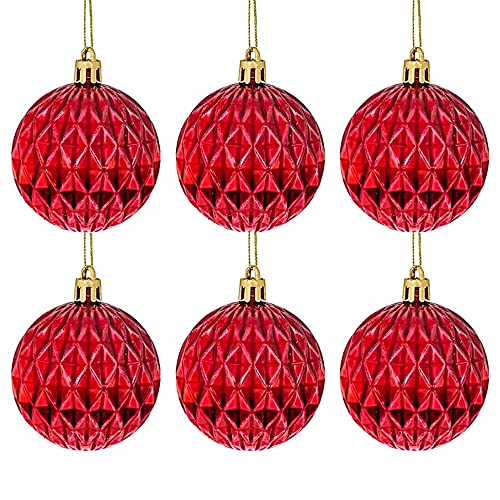 Bolas de Natal Vermelhas Brilhante Geométricas 6cm 6 peças - Casambiente