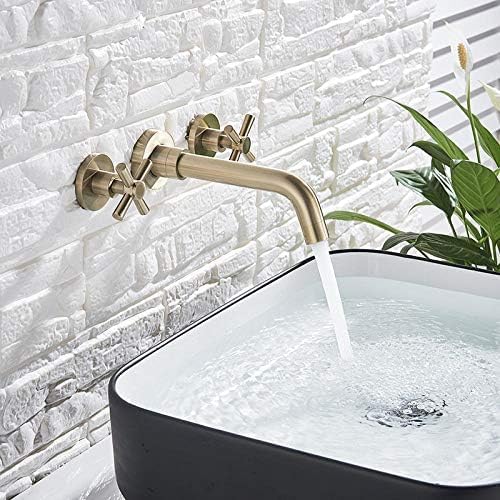 Mitigeur mural encastré or mat pour vasque et lavabo de salle de bain moderne