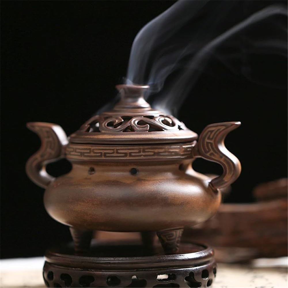 Dekoracje Trójnożny ceramiczny palnik kadzideł do domu, wnętrze, zabytkowy uchwyt na kadzidła medytacji, jogi, spa, wystroju pokoju