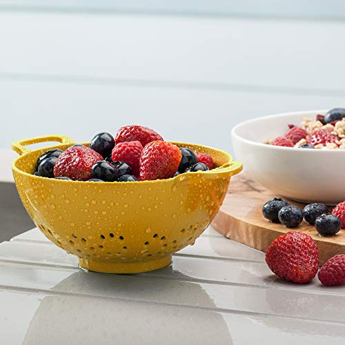 Zeal Melamine Berry Colander Small Kitchen Strainer Sieve with Easy Grip Handles, 15cm, Mustard Yellow - Image 4