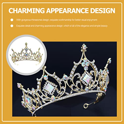 Tiara de oro estilo barroco y diademas de metal elegantes para mujer para fiestas 6