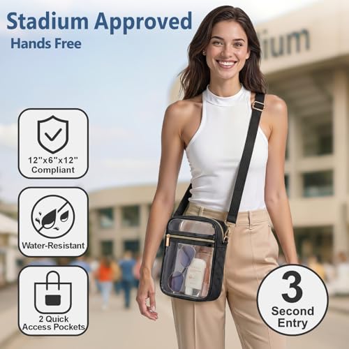 Image of PACKISM Clear Bag for Stadium Events - Clear Purses for Women Transparent Crossbody Messenger Bag for Concerts Game Day