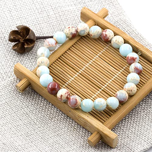 Image of Clearain Natural Gemstones Bracelet 8mm Chakra Round Beads Energy Power Crystal Reiki Healing Elastic Stretch 7 Inch for Women Men Unisex