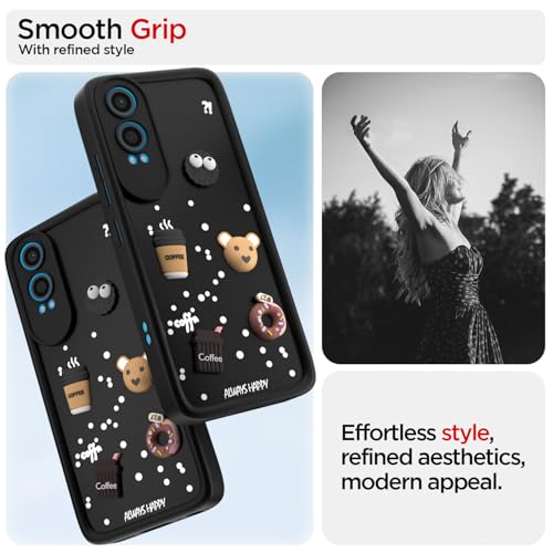 Image of Pikkme Bumper Case for OnePlus Nord Ce 4 Lite 5G | Cute Fun Cartoon 3D Bear Silicone Full Body Protection Back Cover (Black)
