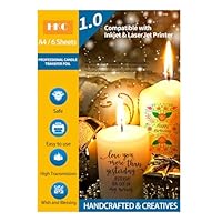 HKC Wasserschiebefolie für Kerzen, Kerzentattoos Druckbar, Kerzentransferfolie für Laserdrucker/Tintenstrahldrucker, Kerzen transferfolie für Weihnachten, Hochzeit, Feiertagsdekoration, A4X6 Sets