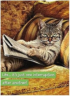 Tabby Cat Reading Newspaper Any Occasion Humour Card