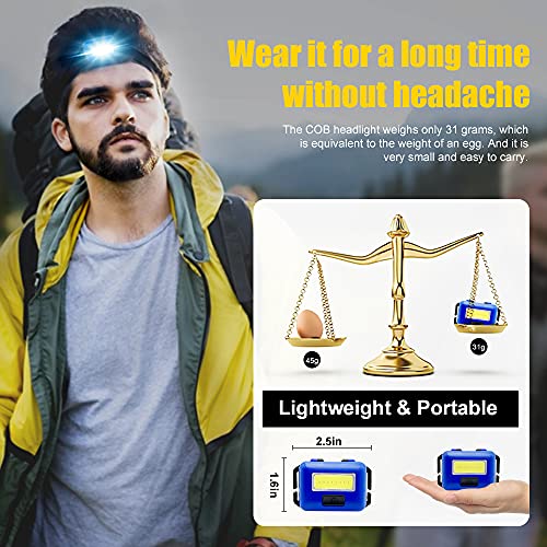 Kjland 8 Pack Led Headlamp Flashlight For Adults And Kids, 1.1Oz/31G Cob Flood Light Ultra Bright Head Lamp With 3 Modes 24 Aaa Batteries, Waterproof Work Headlight For Family Camping Running Reading #TOP4