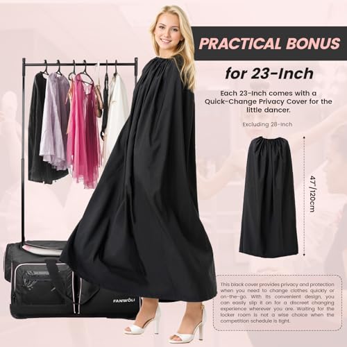 Fanwoli 23" Dance Bag with Garment Rack and Privacy Cover | Ultra-Light Collection | More Lightweight & Wear-Resistant | Ideal Competition Duffle Bag for Dancers Livestreamer Athletes2
