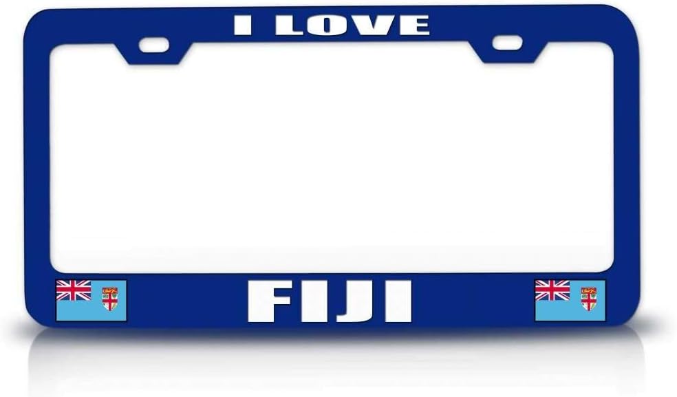 I Love Fiji Flag Metal Car SUV Truck License Plate Frame Bu j11