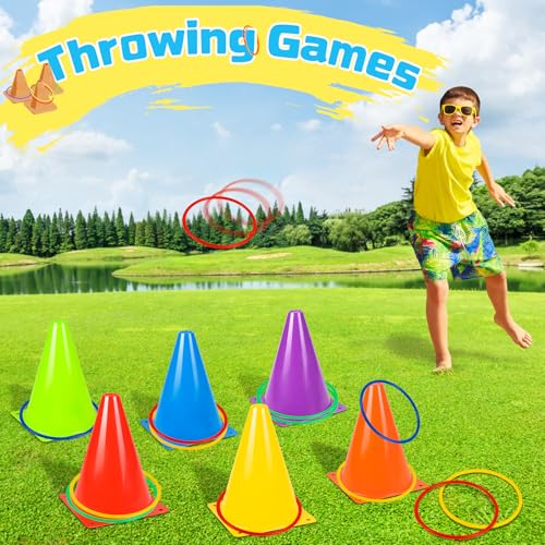 49 Pcs Outdoor Carnival Games Set, Bean Bag Ring Toss Game with Turntable, Twist Pose Floor Game & Camping Scavenger Hunt for Kids Adults Family, Lawn Yard Backyard Game Birthday Party Field Day Games - Thumbnail 3