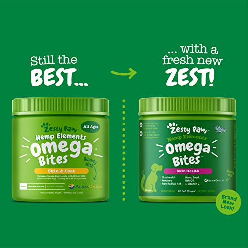 Zesty Paws Skin & Coat Bites for Dogs â Fish Oil Soft Chews with Omega-3 Fatty Acids EPA & DHA - Skin, Coat, Antioxidant & Immune Support - Hemp - 90 Count - Image 7
