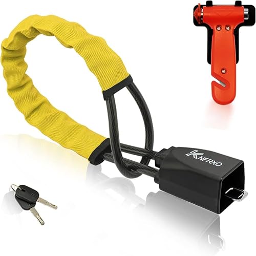 KNFRXO Cerradura de cinturón de seguridad para volante con 2 llaves y 1 martillo de ventana, dispositivo antirrobo universal para cinturón de