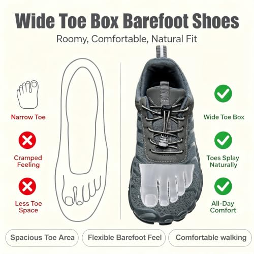 Image of Hiking Barefoot Shoes for Women Men Breathable & Non-Slip Athletic Barefoot Wide Toe Water Shoes Lightweight Perfect for Walking,Running,and Swimming