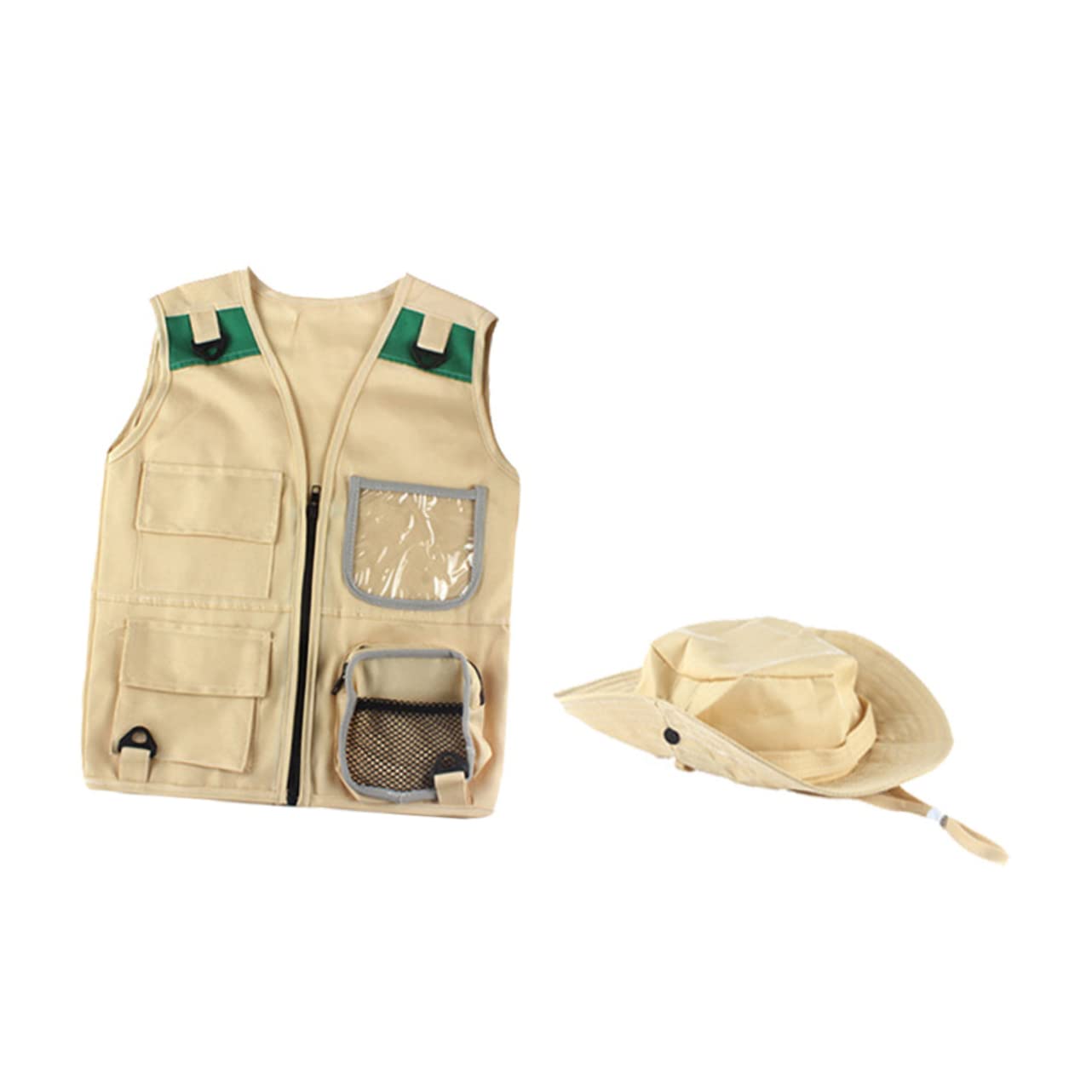 WOONEKY 1 Set Outdoor Hat Outdoor Explorer Hat Outdoor Explorer Toy Vest Kid Camping Vest Explorer Kit Camo Hat Vest for Outdoor Vest Outfit Lightweight Child Fishing Suit Cloth