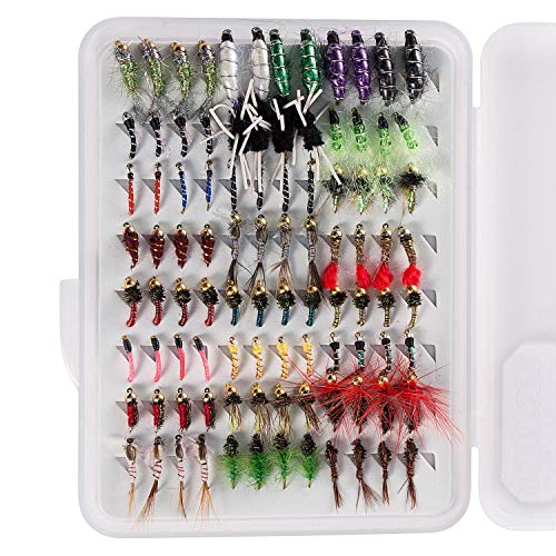 Image of BASSDASH Fly Fishing Flies Kit Fly Assortment Trout Bass Fishing with Fly Box with Dry /Wet Flies, Nymphs, Streamers, Popper