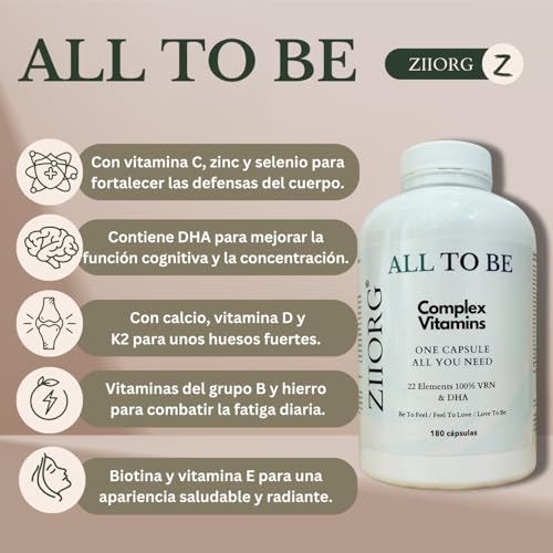 Multivitamínico completo con DHA contra el cansancio con 22 nutrientes al 100% VRN 3