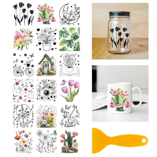 Calcomanías de flores para transferencia en seco: personaliza tus tazas de café por las mañanas 4
