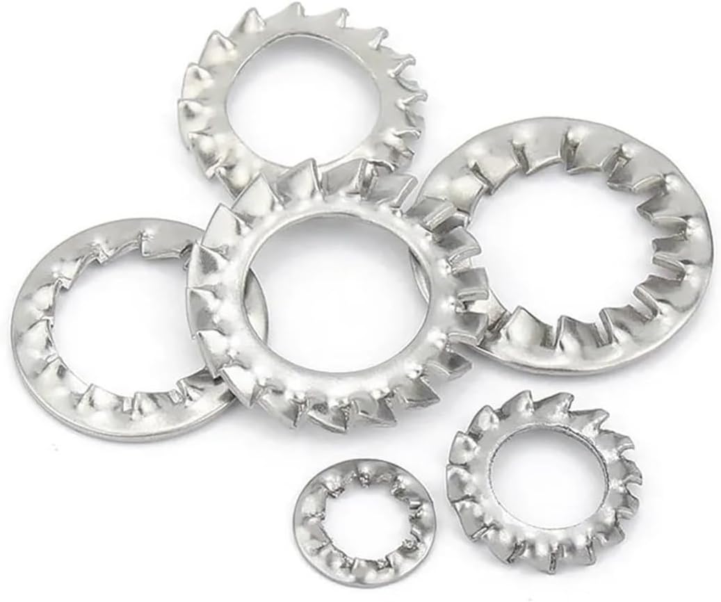 Serrated Tooth Gasket, 304 Stainless Steel External Internal Toothed Serrated Lock Washer Gasket(External,M4)