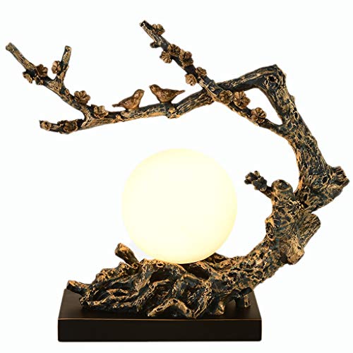 AILI Lampes de Table Lampes de Chevet Chinois Lampe De Table Fleur Oiseau Fleur Branche Décoration Lampe De Table en Verre Rétro Salon Chambre Etude Lampe De Table Main Luminaire intérieur