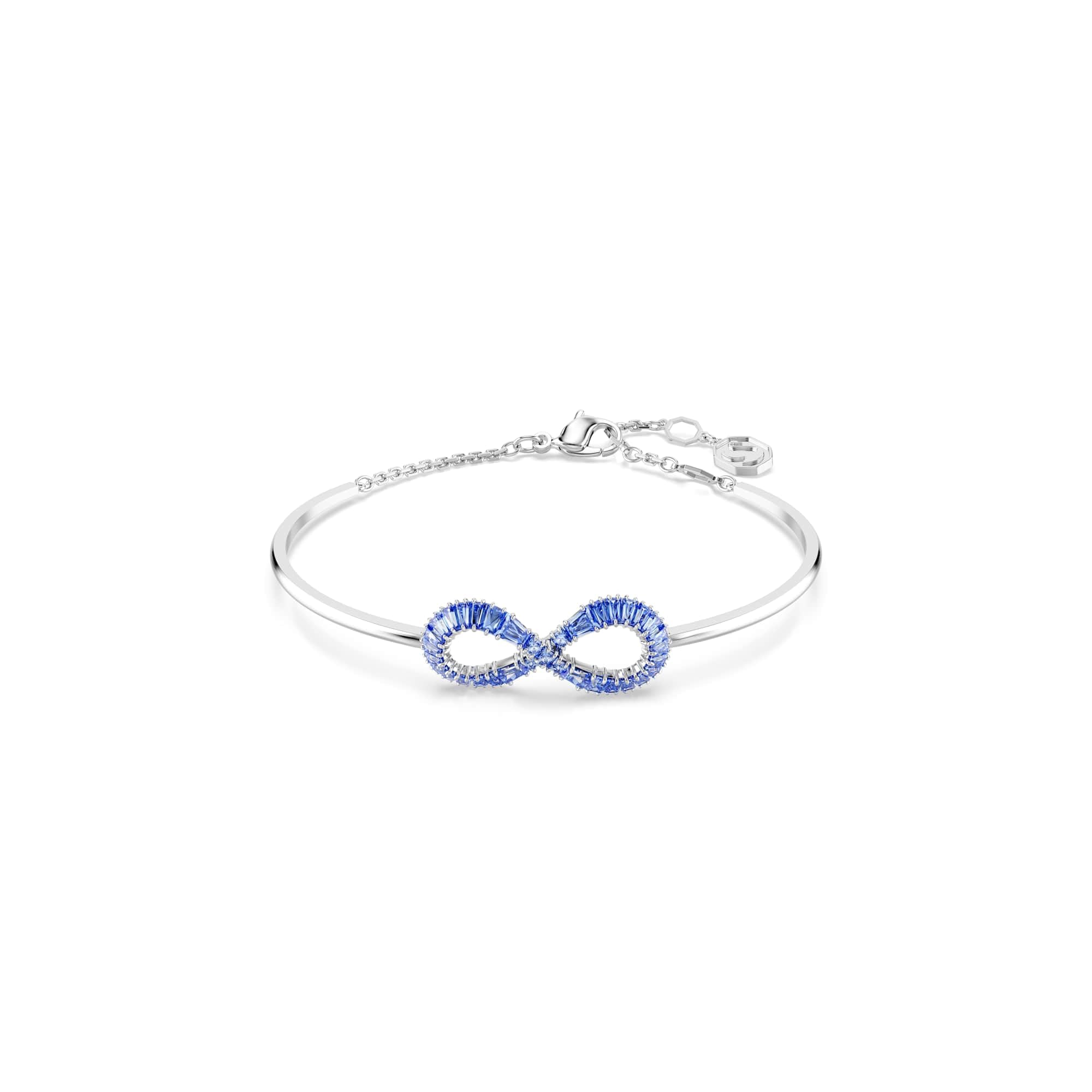 Swarovski Hyperbola Infinity Armreif, Blaues, Rhodiniertes Armband mit Unendlichkeitszeichen und Strahlenden Kristallen