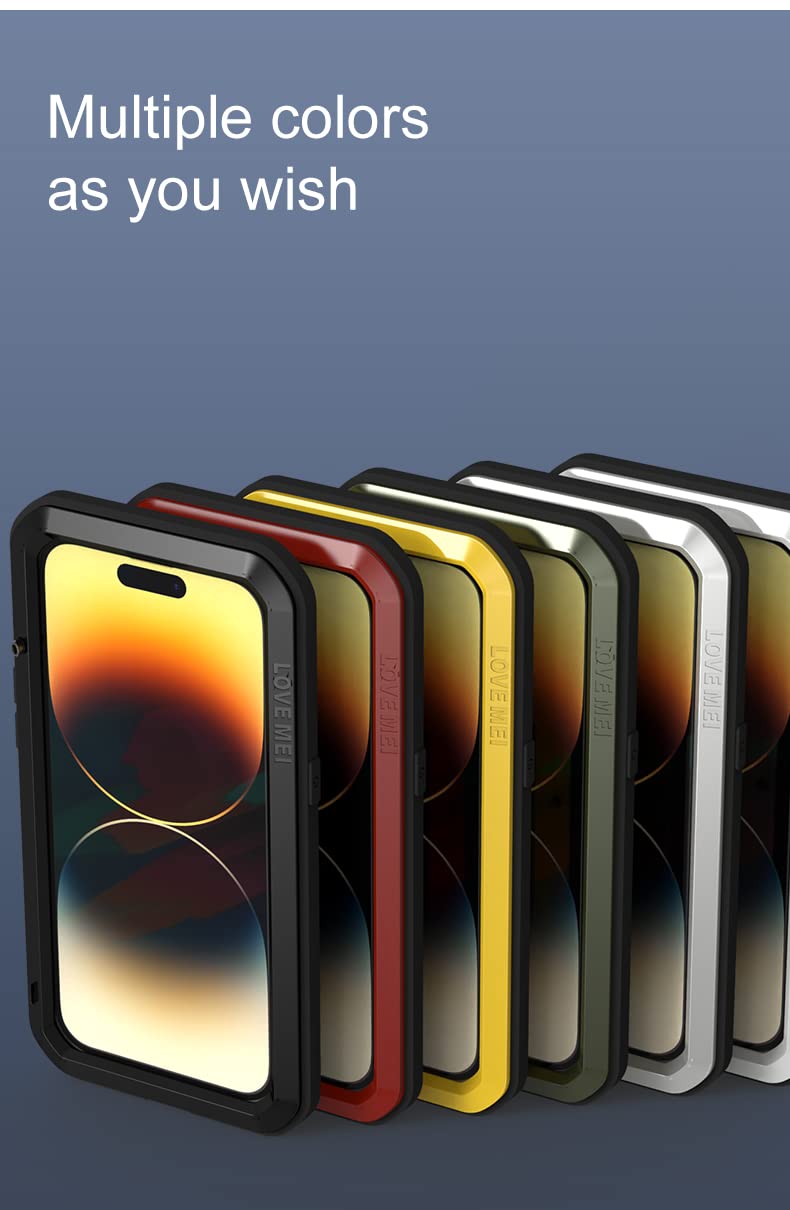 Potente Estuche Impermeable de Metal para iPhone 14 Pro Cubierta Protección de Cuerpo Completo Estuche para teléfono a Prueba de Golpes - Rojo