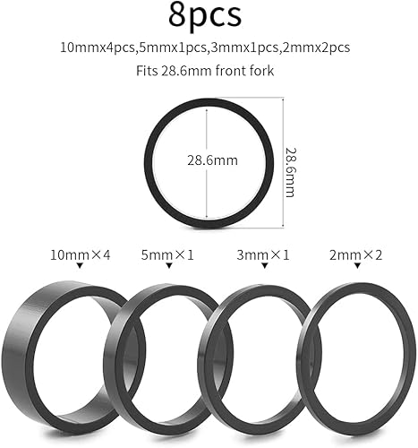 Miniatura 2 de Bicycle Headset Spacer 1-18 inch 28.6mm with Stem Top Cap(Carbon Fiber),Headset Star Nut and Long Titanium Bolt Aluminium Alloy MTB Road Bike Stem