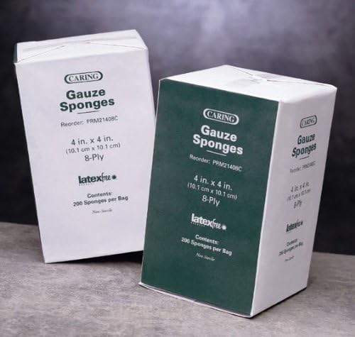 Medline PRM21408C Cotton Caring Woven Gauze Sponges, Non-Sterile, 4" Length x 4" Width (Pack of 4000)