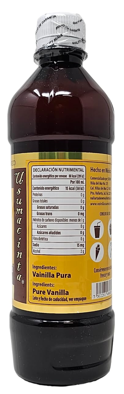 Usumacinta Pure Mexican Vanilla, 16.8 Ounces, Clear