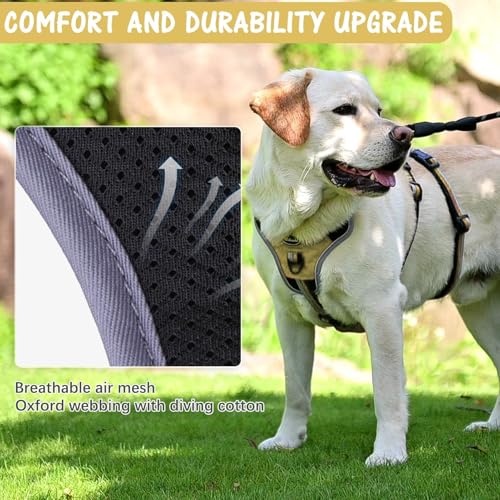 Image of Mihachi Escape Proof Dog Harness - No Pull Dog Harness with Handle, Soft Padded Reflective and Adjustable Full Body Pet Harness Vest for Medium Large Dogs Walking Hiking Training, Beige X-Large