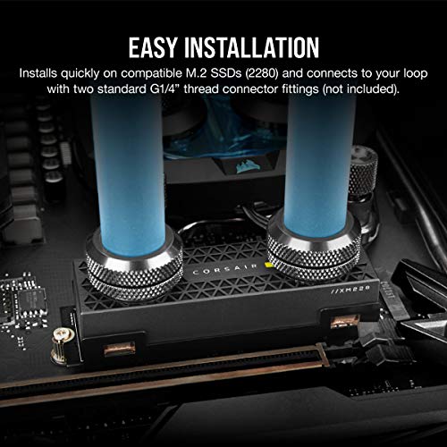 Corsair Hydro X Series XM2 pour Disque SSD M.2 Waterblock (Intégrez Disque SSD M.2 Watercooling Personnalisé, Plaque Froide en Cuivre Hautes Performances, Installation Rapide et Facile) Noir