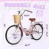 Max4out Beach Cruiser Bike for Adult, Womens Bicycle with Rattan Front Basket, 26 Inch Comfort Bikes with Adjustable Seat and Dual V-Brake (Pink) #1