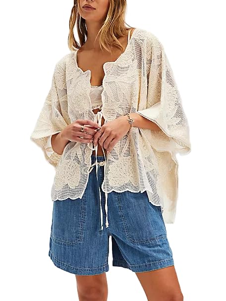 Y2k Front Tie Tank Top for Women Boho Sleeveless Ruffle Hem Crop Cami Tops Flowy Lace Trim Embroidered Babydoll Tops