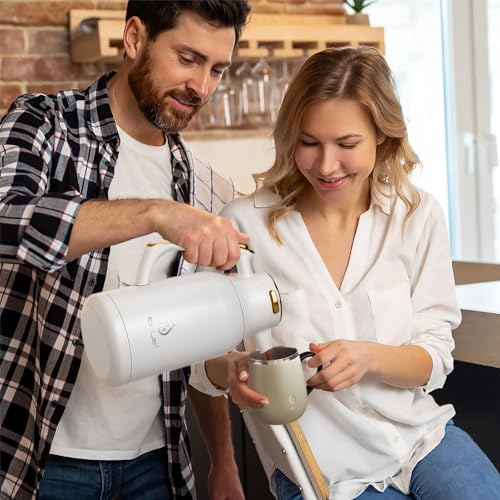 Miniatura 7 de Ideus Jarra Térmica De Acero Inoxidable De 68 Onzas, Termo De Café Aislado De Doble Pared, Dispensador De Agua Y Café, 12 Horas De Calor Y 24 Horas De Retención De Frío Oro Blanco