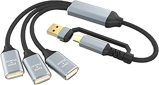 USB A and USB C Expander Hub, 2 in 1 USB Port Extender Hub, Charging Splitter Adapter, 3 USB Data Ports USB Port Splitter, Easy to Carry USB Port Adapter, USB Port Hub Extender for Laptops Phones