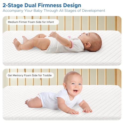 Image of SCHNAUZER HOME Crib Mattress, Dual-Sided Breathable Baby and Toddler Memory Foam Mattress with Removable and Washable Cover, 100% Knitted Fabric, Fits Standard Cribs and Toddler Beds, 52 inch x 28 inch x 5 inch