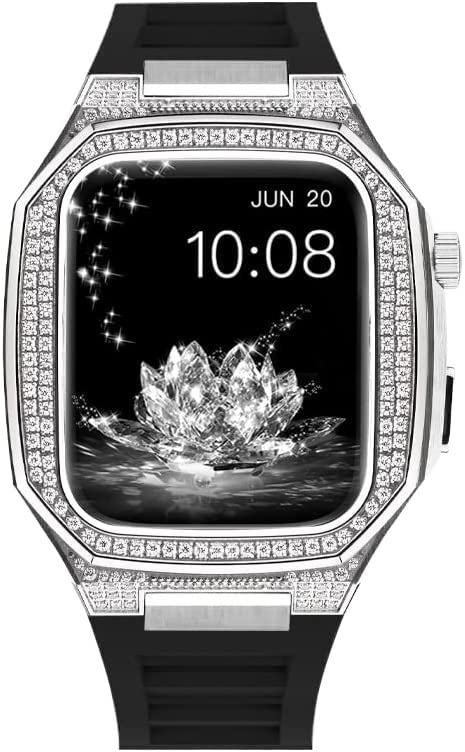 Protéger Apple Watch 45mm avec élégance : kit pare-chocs zircon acier - 6