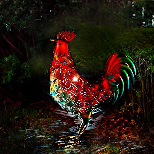chisheen Rooster Decor Metal Yard Art Sculpture Chicken Outdoor Garden Statues - Thumbnail 6