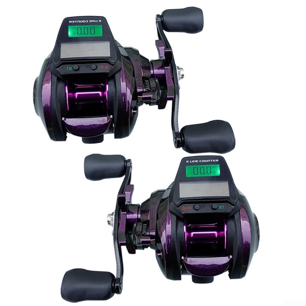 Digitale Angelrolle, 7,2:1 Übersetzungsverhältnis, Baitcast-Rolle mit hintergrundbeleuchtetem Display, Bissanzeiger, max. 8 kg Zugkraft für frisches Salzwasser