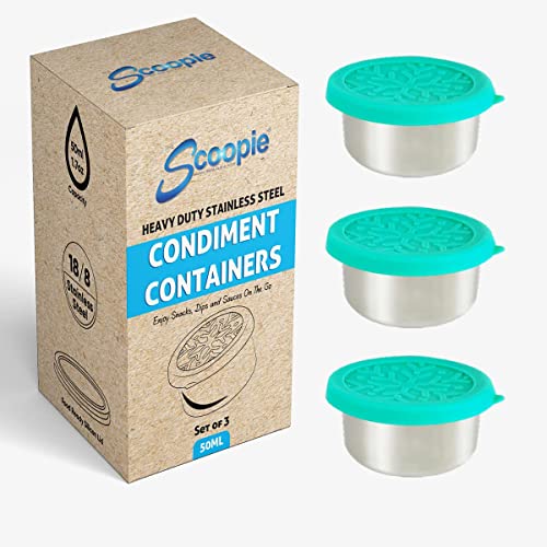 3 X 1.7Oz Stainless Steel Dressing Containers With Lids, Multipurpose To-Go Meal Prep For Bento Box Lunch, Snacks, Tea, Coffee Or Condiments, Leakproof, Stackable And Airtight (Set Of 3 - Blue) #TOP14
