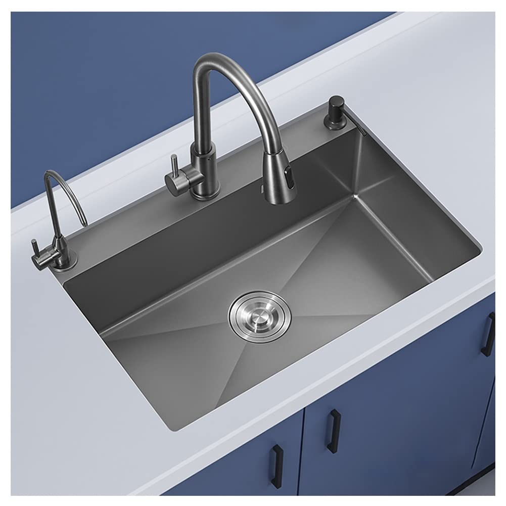 Évier de cuisine en acier inoxydable gris 55x45 cm pour espace moderne