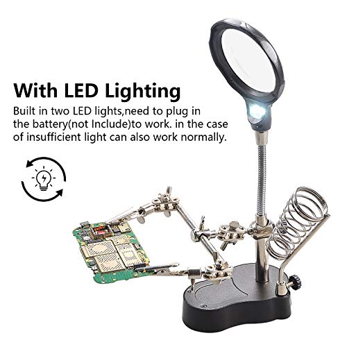 3.5X12X Helping Hands Soldering Station with LED Light & Alligator Clips - Image 4
