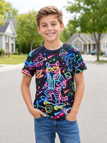 Image of uideazone Boys 3D Graphic T-Shirts Short Sleeve Crew Neck Tees 4-16Y